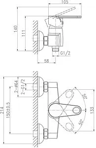Смеситель для душа Cersanit Cari хром 63027 Смеситель для душа Cersanit Cari хром 63027, 2