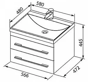 Тумба-умывальник подвесная Aquanet Нота 58 белый 00171483+00204117 Тумба-умывальник подвесная Aquanet Нота 58 белый 00171483+00204117, 2