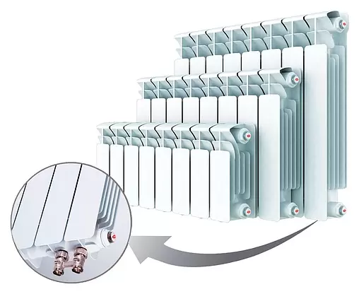Радиатор биметаллический 6 секций нижнее правое подключение Rifar Base Ventil 350 RBVR35006