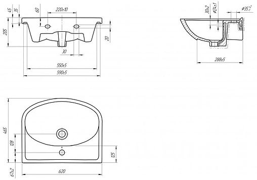 Раковина Cersanit Erica 60 белый S-UM-ERI60/1-w