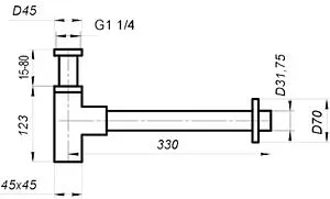 Сифон бутылочный для раковины BelBagno чёрный матовый BB-SMQ2-NERO Сифон бутылочный для раковины BelBagno чёрный матовый BB-SMQ2-NERO, 2