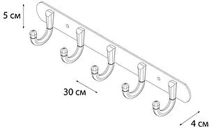 Планка с 5-ю крючками Fixsen Equipment хром FX-1715 Планка с 5-ю крючками Fixsen Equipment хром FX-1715, 2