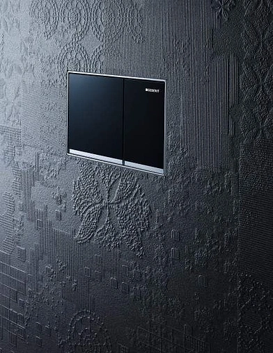 Клавиша смыва для унитаза Geberit Sigma 60 115.640.SJ.1 стекло/черный, рамка/хром глянцевый