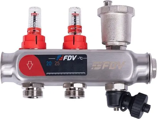 Группа коллекторная с расходомерами 2 отвода 1&quot;в/в x ¾&quot;ек FDV S1103C-2/2