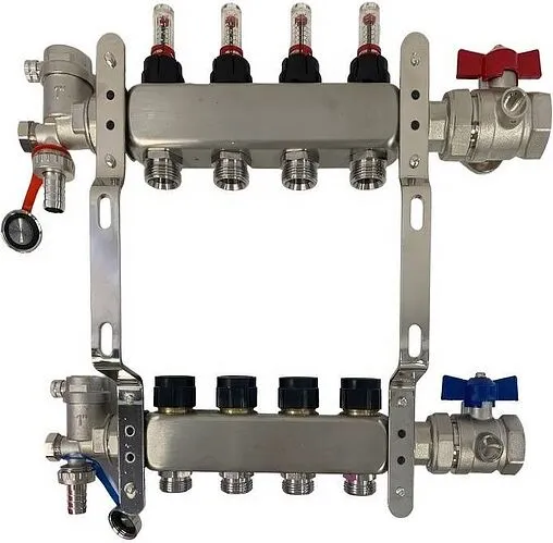 Группа коллекторная с расходомерами 7 отводов 1&quot;в/в x ¾&quot;ек WAAG WG.589.0607.F
