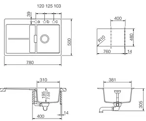 Мойка кухонная Teka Gioria 40 B-TG шоколадный 40145153 Мойка кухонная Teka Gioria 40 B-TG шоколадный 40145153, 2