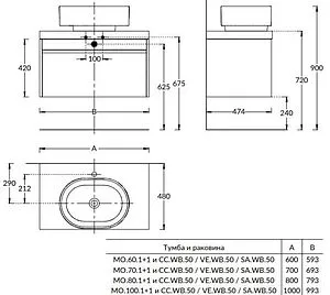 Тумба-умывальник подвесная Kerama Marazzi Modula 70 белая глянцевая MO.70.1+1\WHT+CU.wb.70 Тумба-умывальник подвесная Kerama Marazzi Modula 70 белая глянцевая MO.70.1+1\WHT+CU.wb.70, 2