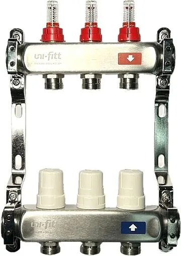 Группа коллекторная с расходомерами 2 отвода 1&quot;в/в x ¾&quot;ек Uni-fitt OPTIMAL 450B4302.RU