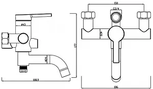 Смеситель для ванны Swedbe Diana хром 1035 Смеситель для ванны Swedbe Diana хром 1035, 2