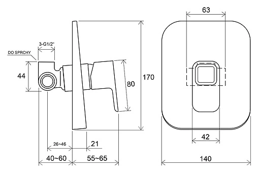 Смеситель для душа скрытого монтажа Ravak 10° хром X070069
