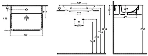 Тумба-умывальник подвесная ISVEA Fonte 57 антрацит 21SQS104057I+10SQ50057SV Тумба-умывальник подвесная ISVEA Fonte 57 антрацит 21SQS104057I+10SQ50057SV