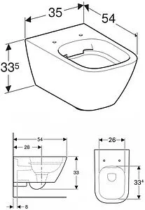Унитаз подвесной безободковый Geberit Smyle Square Rimfree белый 500.208.01.1 Унитаз подвесной безободковый Geberit Smyle Square Rimfree белый 500.208.01.1, 2