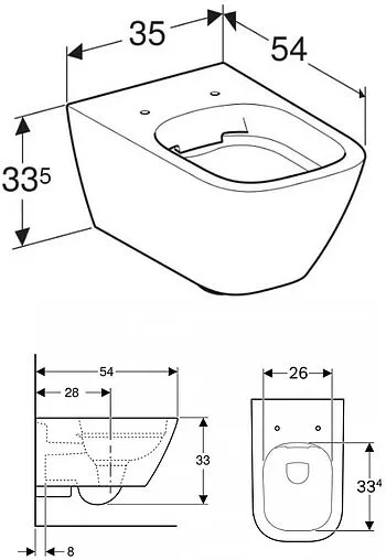 Унитаз подвесной безободковый Geberit Smyle Square Rimfree белый 500.208.01.1