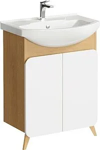Тумба-умывальник напольная Aqwella Basic 65 белый/дуб золотой BAS0106DZ+4620008192475 Тумба-умывальник напольная Aqwella Basic 65 белый/дуб золотой BAS0106DZ+4620008192475, 1