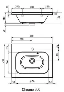 Раковина Ravak Chrome 60 белый XJG01160000 Раковина Ravak Chrome 60 белый XJG01160000, 2