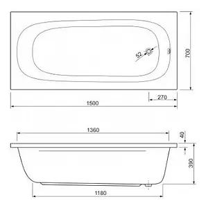 Ванна акриловая Cezares Piave 150x70 Ванна акриловая Cezares Piave 150x70, 2