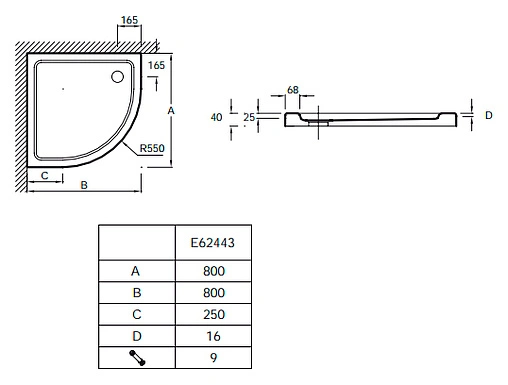 Поддон для душа Jacob Delafon Flight E62443-00 Поддон для душа Jacob Delafon Flight E62443-00