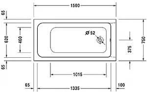 Ванна акриловая Duravit D-Code 150x75 700095000000000, 3