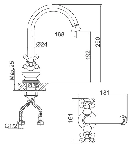 Смеситель для кухни D&amp;K Hercules Hessen хром DA1422441