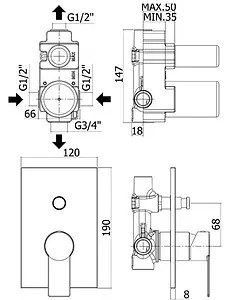 Смеситель для ванны скрытого монтажа Paffoni Tango хром TA015CR Смеситель для ванны скрытого монтажа Paffoni Tango хром TA015CR, 2