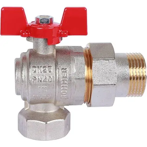 Кран шаровый с американкой угловой 1&quot;в x 1&quot;н Rommer RBV-0006-0610225