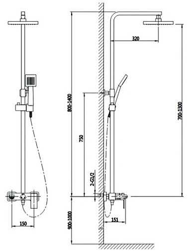 Душевая система со смесителем для ванны Timo Briana чёрный матовый SX-7130/03