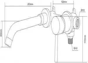 Смеситель для раковины из стены Swedbe Platta хром 5502 Смеситель для раковины из стены Swedbe Platta хром 5502, 2