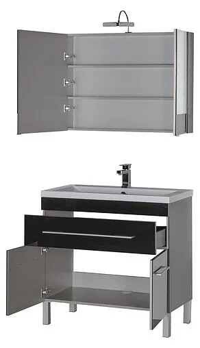 Шкаф-зеркало Aquanet Верона 90 L чёрный 00172340 Шкаф-зеркало Aquanet Верона 90 L чёрный 00172340