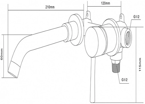 Смеситель для раковины из стены Swedbe Platta хром 5502 Смеситель для раковины из стены Swedbe Platta хром 5502