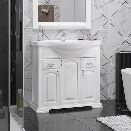 Тумба-умывальник напольный Opadiris Риспекто 85 белый матовый 00-00006704+1WH110265