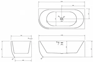 Ванна акриловая Abber 170x75 R AB9315 R, 2