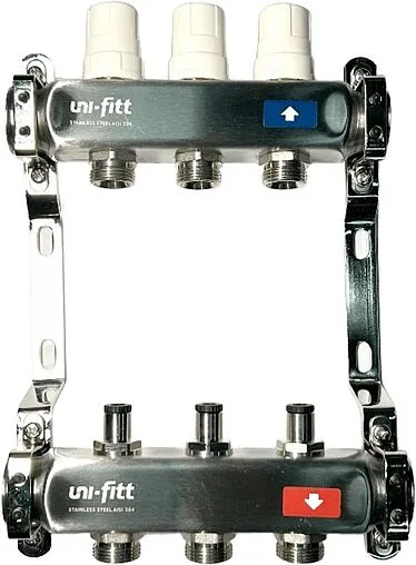 Группа коллекторная без расходомеров 3 отвода 1&quot;в/в x ¾&quot;ек Uni-fitt OPTIMAL 451B4303.RU