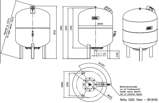 Расширительный бак Reflex G 200л 10 бар 8518100