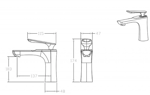 Смеситель для раковины Bravat чёрный матовый/хром F1390424BW-RUS