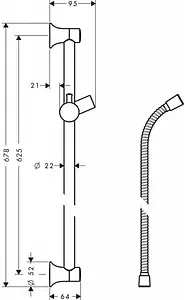 Душевая штанга Hansgrohe Unica Classic 65 хром 27617000 Душевая штанга Hansgrohe Unica Classic 65 хром 27617000, 2