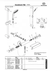 Душевая стойка с термостатом Ideal Standard Ceratherm T25 хром A7204AA Душевая стойка с термостатом Ideal Standard Ceratherm T25 хром A7204AA, 4