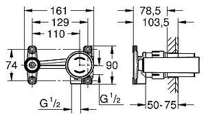 Скрытая часть смесителя для ванны Grohe 23429000, 2