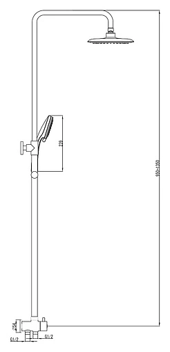 Душевая система без смесителя Ravak DS 090.00 хром X07P232