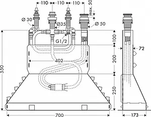Скрытая часть смесителя на борт ванны Hansgrohe 15480180, 2