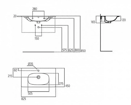 Раковина Ideal Standard Tesi 80 белый T350901