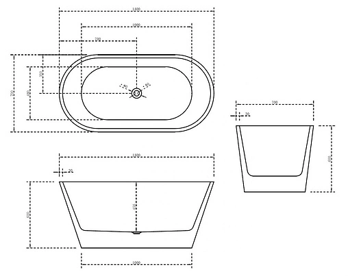 Ванна акриловая отдельностоящая Abber 140x70 AB9203-1.4