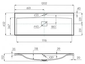 Тумба-умывальник подвесная Aquaton Мадрид 120 M белый 1A1687K3MA010, 3