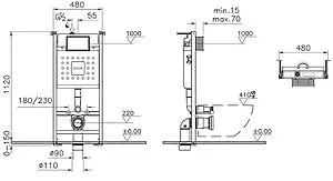 Инсталляция для подвесного унитаза Set 3 в 1 VitrA Core 800-1873 с кнопкой хром глянцевый Инсталляция для подвесного унитаза Set 3 в 1 VitrA Core 800-1873 с кнопкой хром глянцевый, 2