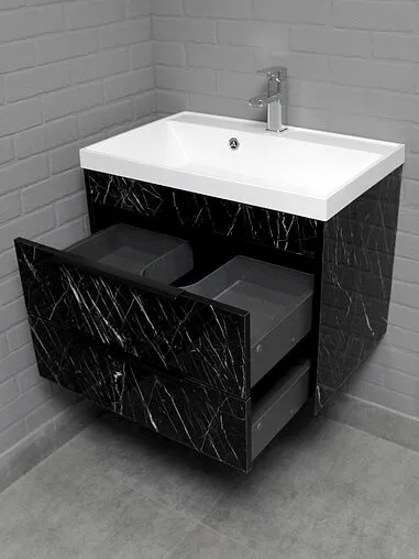 Тумба под умывальник подвесной Домино Bazis 70 чёрный DF2503T