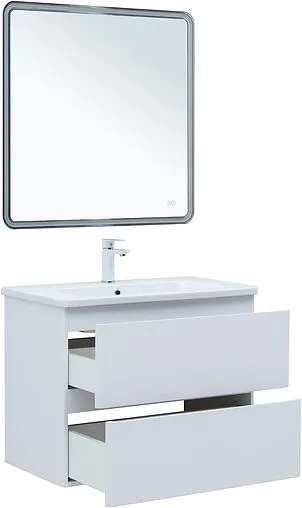 Тумба-умывальник подвесная Aquanet Эмбер 80 белый матовый 00330467+11080-KL