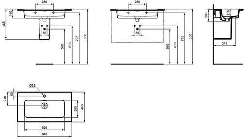 Раковина Ideal Standard Strada II 84 белый T300301