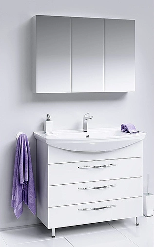 Шкаф-зеркало Aqwella МС 100 белый МС.04.10