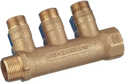 Коллектор запорный проходной 3 отвода ¾&quot;в/н x ½&quot;к Tiemme NINO 1820001