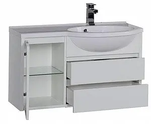 Тумба-умывальник подвесная Aquanet Лайн 90 R белый 00164937+00164745 Тумба-умывальник подвесная Aquanet Лайн 90 R белый 00164937+00164745, 5
