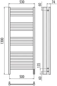 Полотенцесушитель электрический лесенка Terminus Енисей П15 500х1300 электро sensor quick touch полированная сталь 4670078526274, 2